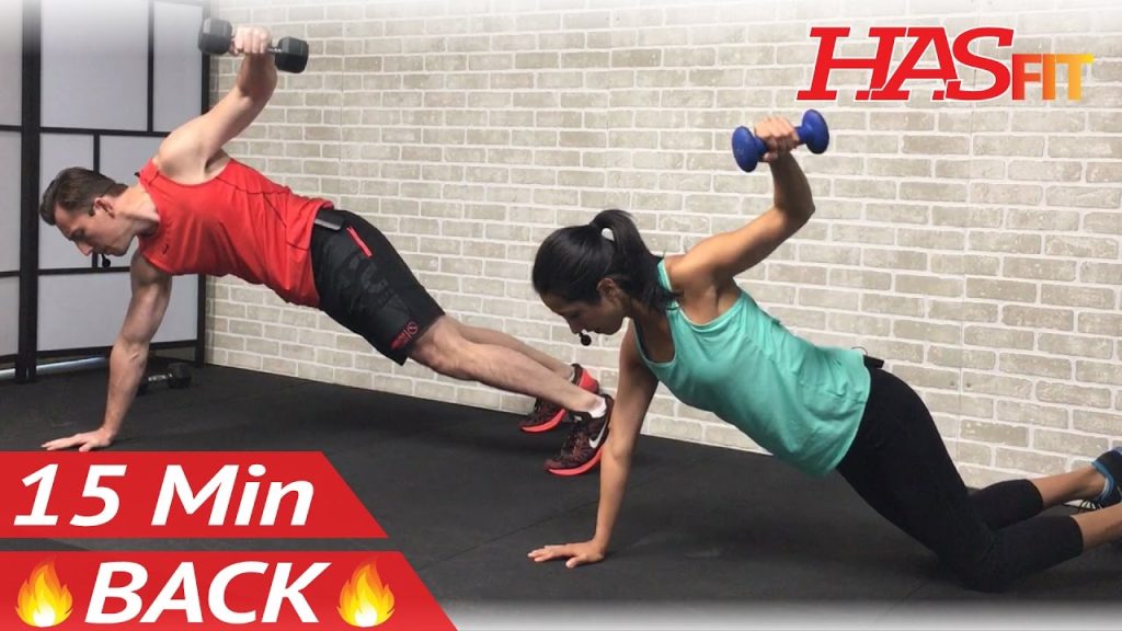 15 Min Back Workout at Home with Dumbbells – Back Workout Routine for Women & Men Exercises Work Out