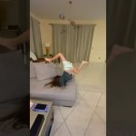 Gymnastics exercises on sofa